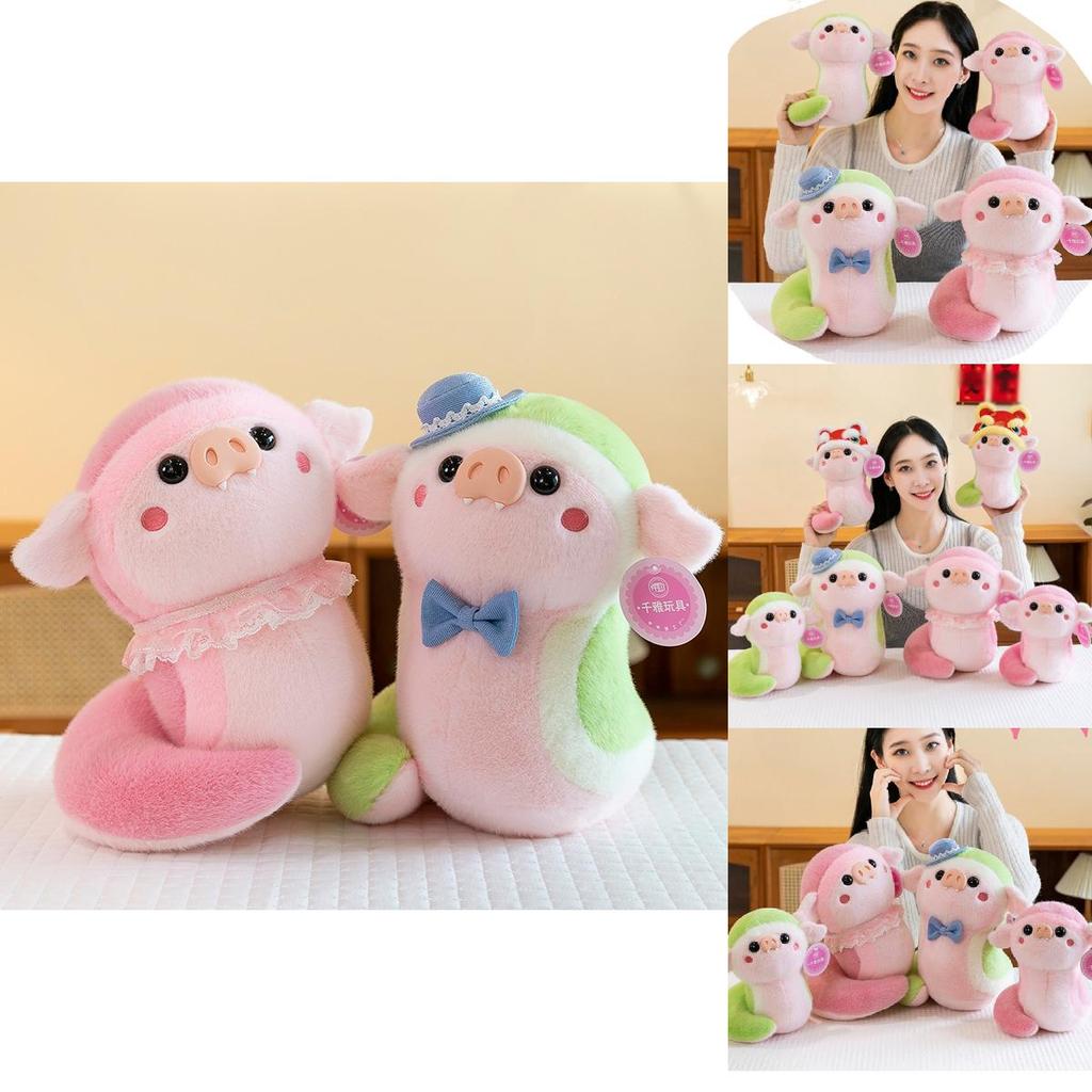 Adorable Plush Snake Toy For Children With Soft Pp Cotton Filling In Pink And Green