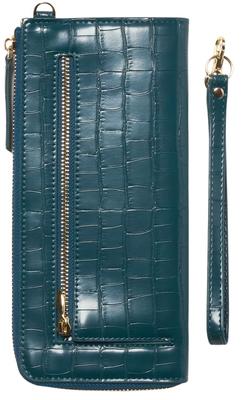 World Closet Women's Long Wallet, "Wind Era" Colored Pencil Wallet, L-Shaped Zipper, Holds 24 Cards, Large Capacity, Crocodile Embossed Enamel, with