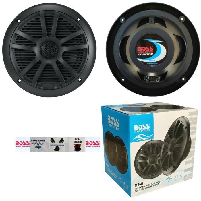 2 Haut-parleurs BOSS AUDIO SYSTEMS MR6B Double Cône 6,5" 16,5 Cm 165 Mm 90 Watts Rms 180 Watts Max, La Paire + 5 Sticker Cadeau