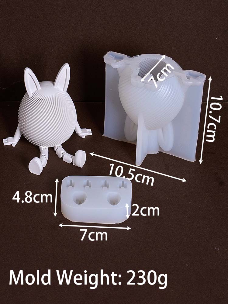 

3D Cute Striped Rabbit Silicone Candle Mold DIY Easter Bunny Crafts Making Plaster Resin Assembly Casting Molds Home Holiday Dec