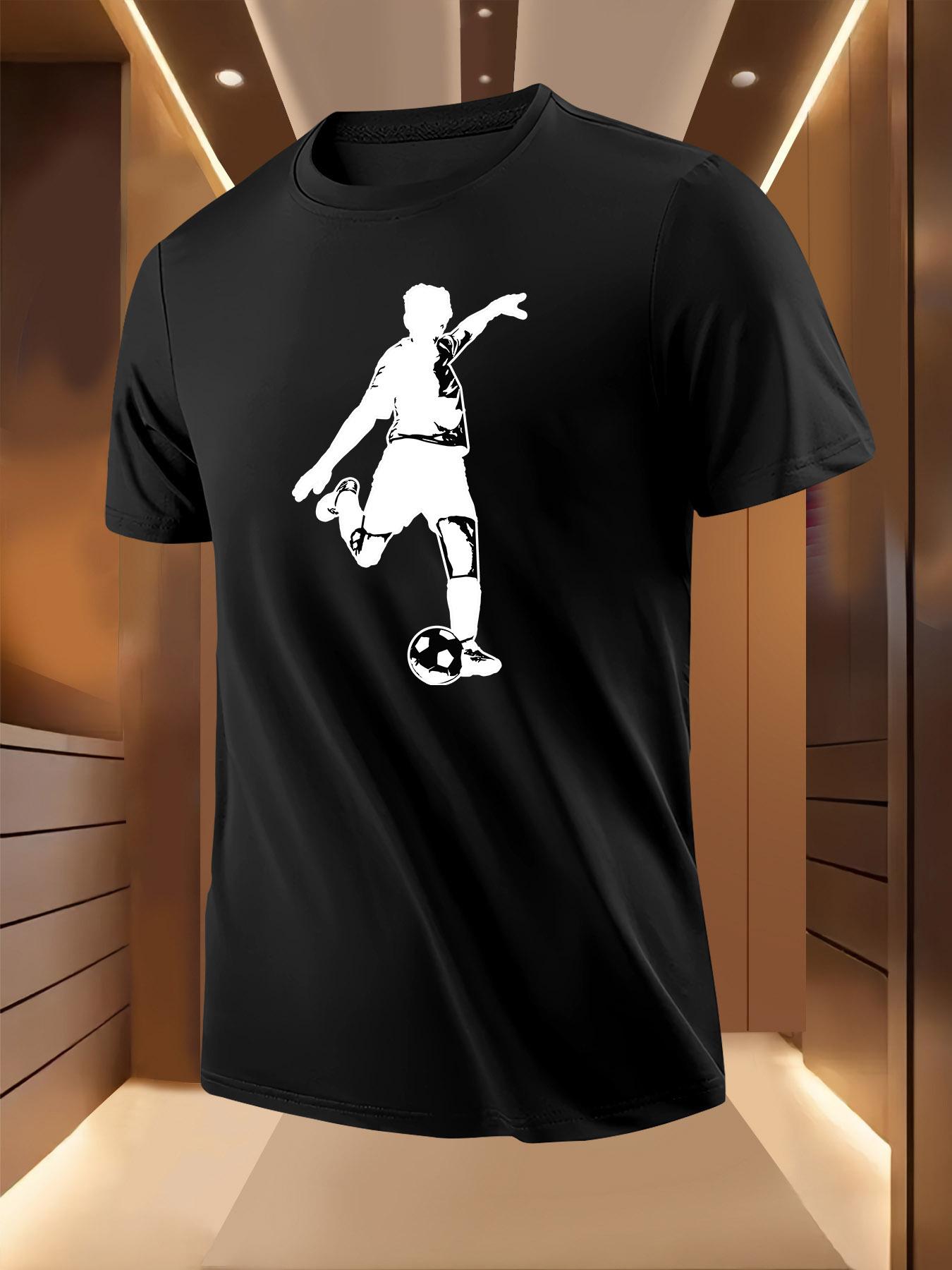 Soccer Player Graphic Tshirt - Black White Print XXL