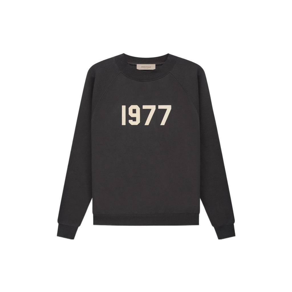 Fear of God Essentials 1977 Series SS22 Crewneck With Flock Logo Pullover Sweatshirt Men Sweatshirt Black-Iron FOG-SS22-158