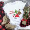 Women's Crew Neck Short Sleeve Graphic Print Christmas T-Shirts Loose Fit Casual Tees