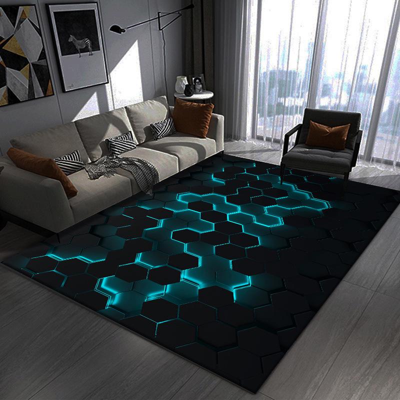Geometric Visual Rug - Stain-Resistant, Easy-Clean, Water-Absorbing, Non-Slip Mat for Living Room & E-Sports Room.
