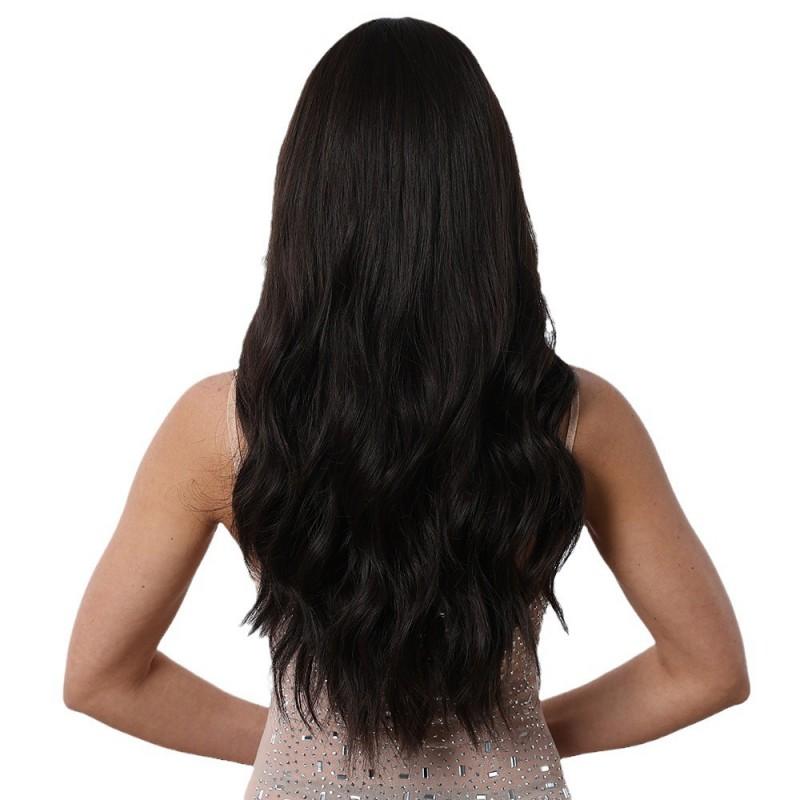 Long Wavy Synthetic Wig With Middle Part Natural Volume Hairpiece Women Heat-Resistant Fiber Full Cap Design