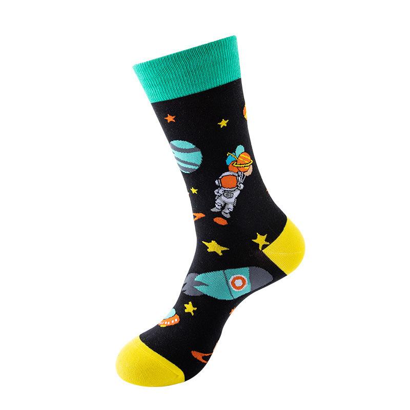 Autumn and winter new trendy women's cartoon space crowd brand socks men's European and American personalized trendy socks