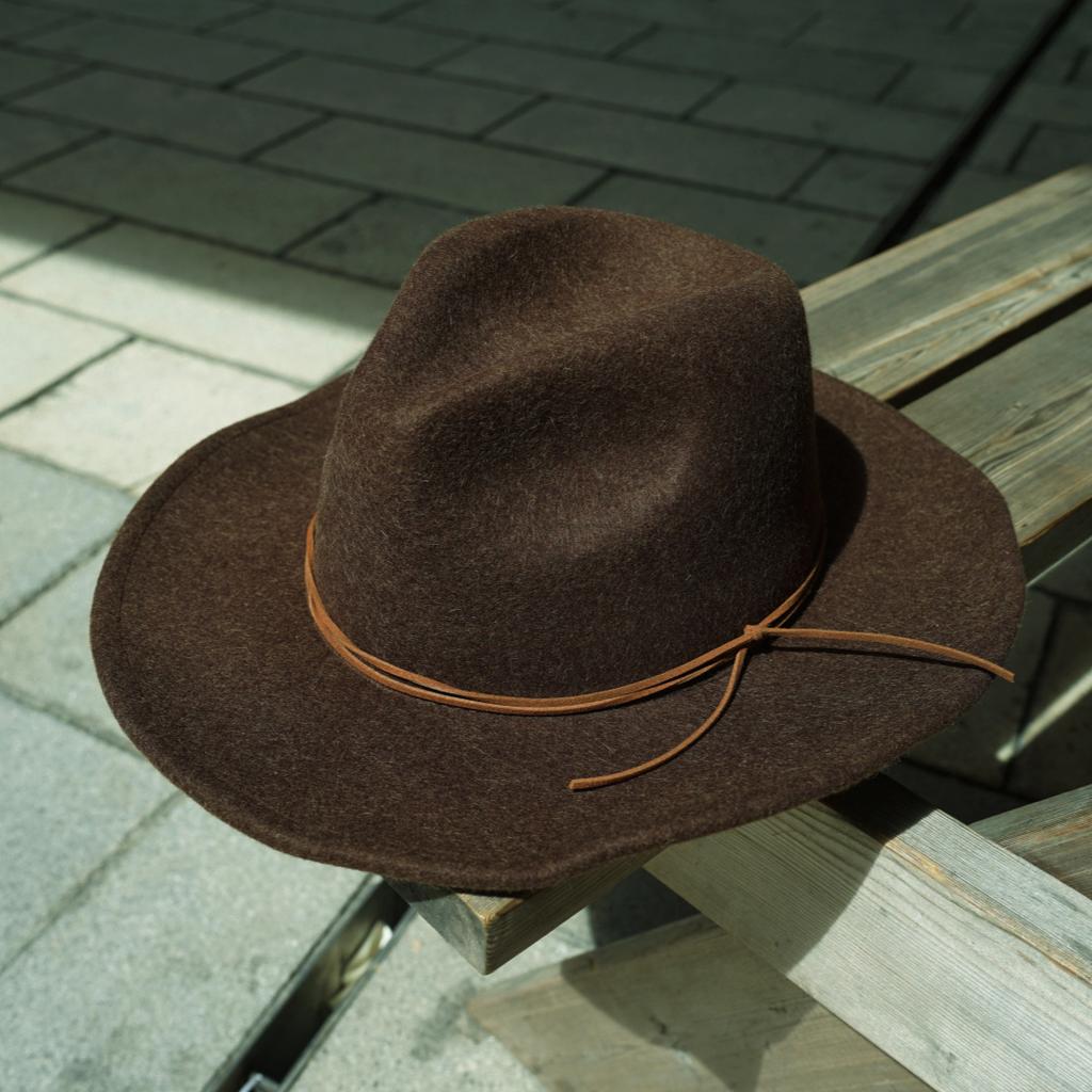 Korean Casual Brown Black Wide-Brimmed Wool Top Hat Men'S And Women'S Autumn And Winter Vacation Versatile Retro Felt Hat