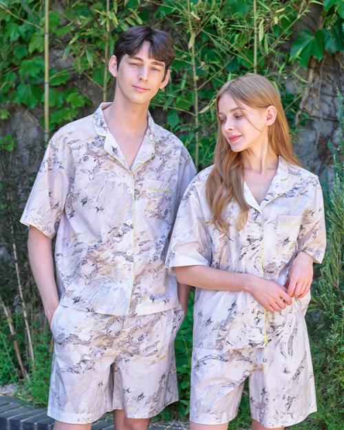 

[2Dreamers] Unisex Marble Printing Pajama Set [Shipped from Korea] 100% Authentic M