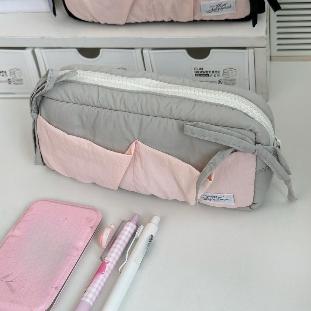 Sweet Korean Pink Color Pencil Case for Girl Creative Design Simplicity Stationery Bag Large Capacity Pen Bag Student Supplies