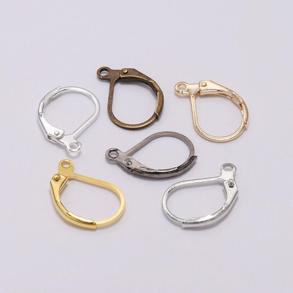 20 pièces/lot 15x10mm Or Noir Pistolet Crochets d'Oreille Français Supports Fil Base Pour Boucles d'Oreilles DIY Fabrication de Bijoux Apprêts