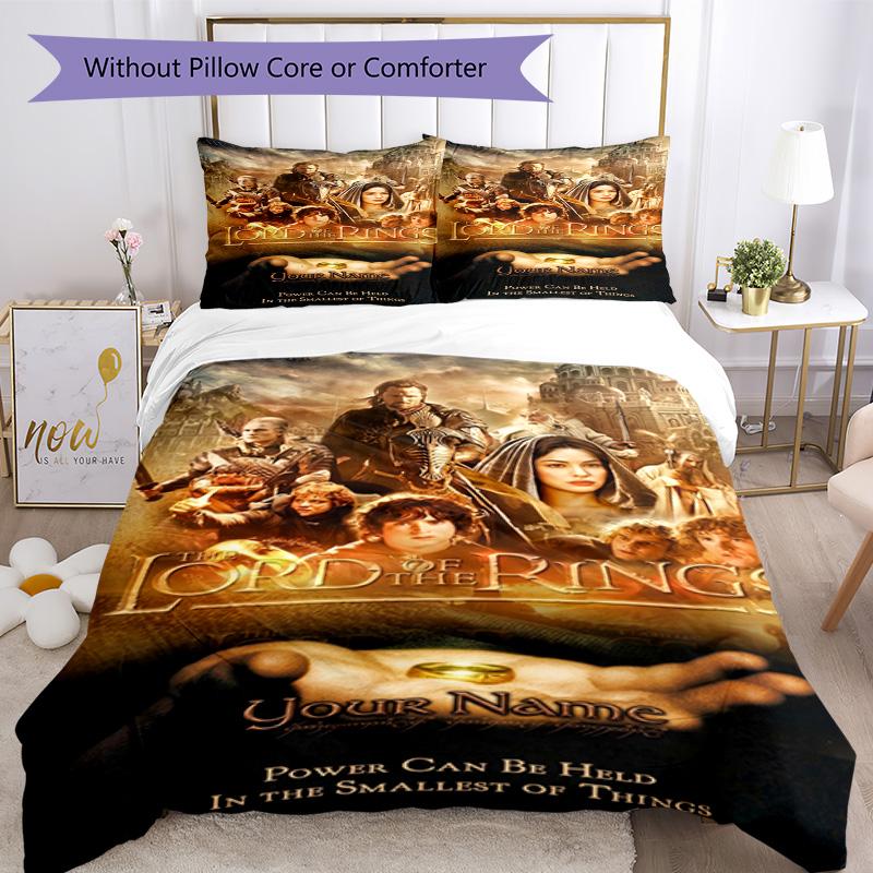 Lord Rings Personalized Text Custom Bedding Design for Study Room Machine Washable Bedroom Decor Gift for Festivals