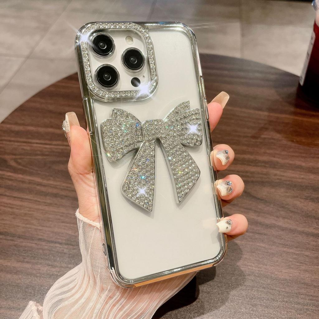 For IPhone 15 Electroplated Butterfly Crystal Diamond Phone Case for Apple 14 Gradient Feather 13 Luxury Protective Case for Women