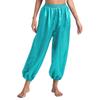 Women Belly Dance Pants Loose Fit Elastic Waistband Satin Bloomers Stage Performance Trousers