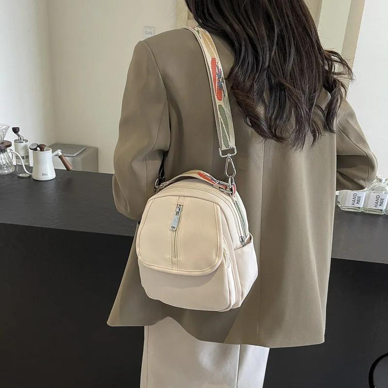 Women's nylon crossbody bag with shoulder strap solid zipper stitching line   fashion