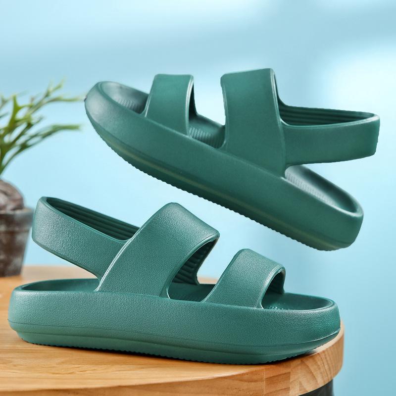

Новые женские сандалии на толстой подошве, летние модные сандалии с мягкой подошвой для пар и шлепанцы, легкая нескользящая пляжная обувь 39-40 зелёный