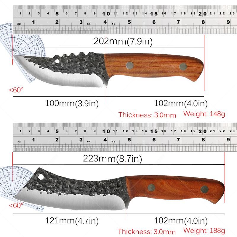 High Hardness Kitchen Knife 2pcs/set Forged Hammer Grain Stainless Steel Meat and Poultry Fruit and Vegetable Fish Slicing Knife Home Cooking Tool