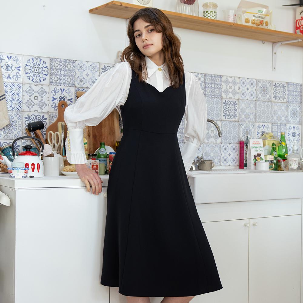 Wednesday Delight Wed_Peach Collar Sleeveless Dress