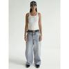 South Korea Badblood American Retro Denim Children's Sports Niche Style Washed and Worn Straight-leg Casual Pants Tide