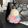 Cute Bunny Doll Plush Keychain Fashion Soft Fluffy Backpack Pendant Home Car Decoration Gift Toy Real Mink Fur Rabbit Keychains
