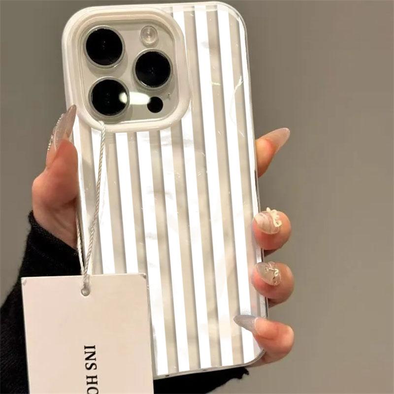 Pouzdro pro iPhone 16 15 14 13 12 11 17 Pro Max Bílé Pruhované Modré Skládané Texturované Pouzdro na Telefon Kryt na Telefon pro iPhone 16 Plus Funda