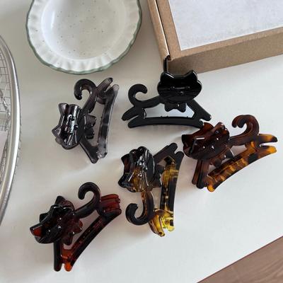 Hair Claw Cat Shape Stable Anti-Slip Design Hair Clip Back Head Large Hair Claw Lightweight Half-Tied Hair Accessory