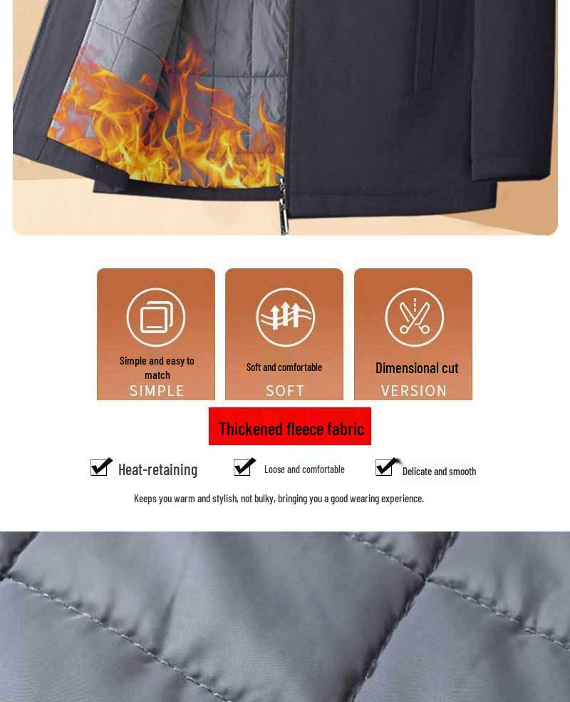 Men's Business Casual Autumn/Winter Warm Lapel Jacket with Cotton Padding