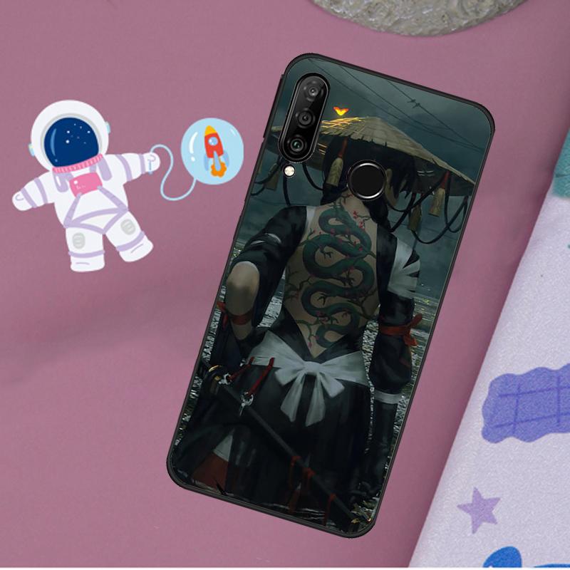 Samurai Warrior Geisha For Huawei Nova 5T 9 10 SE 7i 8i 11i 12i Y60 Y61 Y70 Y72 Y73 Y90 Y91 P20 P40 P30 Lite Case