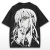 Camiseta Estampada Anime Chainsaw Man Makima Masculina Feminina Algodão Lavado Camisetas Manga Vintage Camiseta Harajuku Masculina Manga Curta