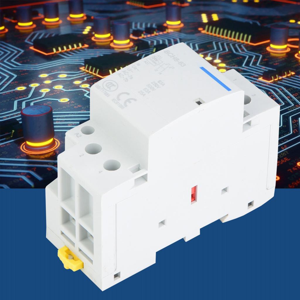 2P 63A Household AC Contactor DIN Rail Mount 1NO 1NC (24V)