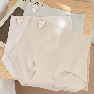 Antibacterial Ice Silk Underwear Women's Panties Seamless High Elastic Breathable High Waist Hip Lift Women's Briefs