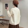 Plus Size Knit Cardigan Sweater Round Neck Color Block Pocket Loose Fit