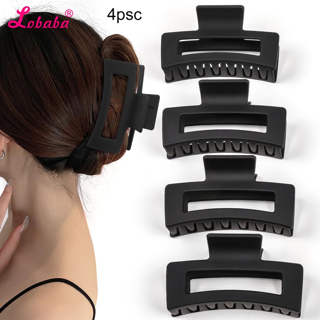 4 Pcs Warm Color Big Hair Claw Clips 3.3" Non-slip Square Matte Banana Clips for Women,Strong Hold Jaw Clips for Thick Thin Hair