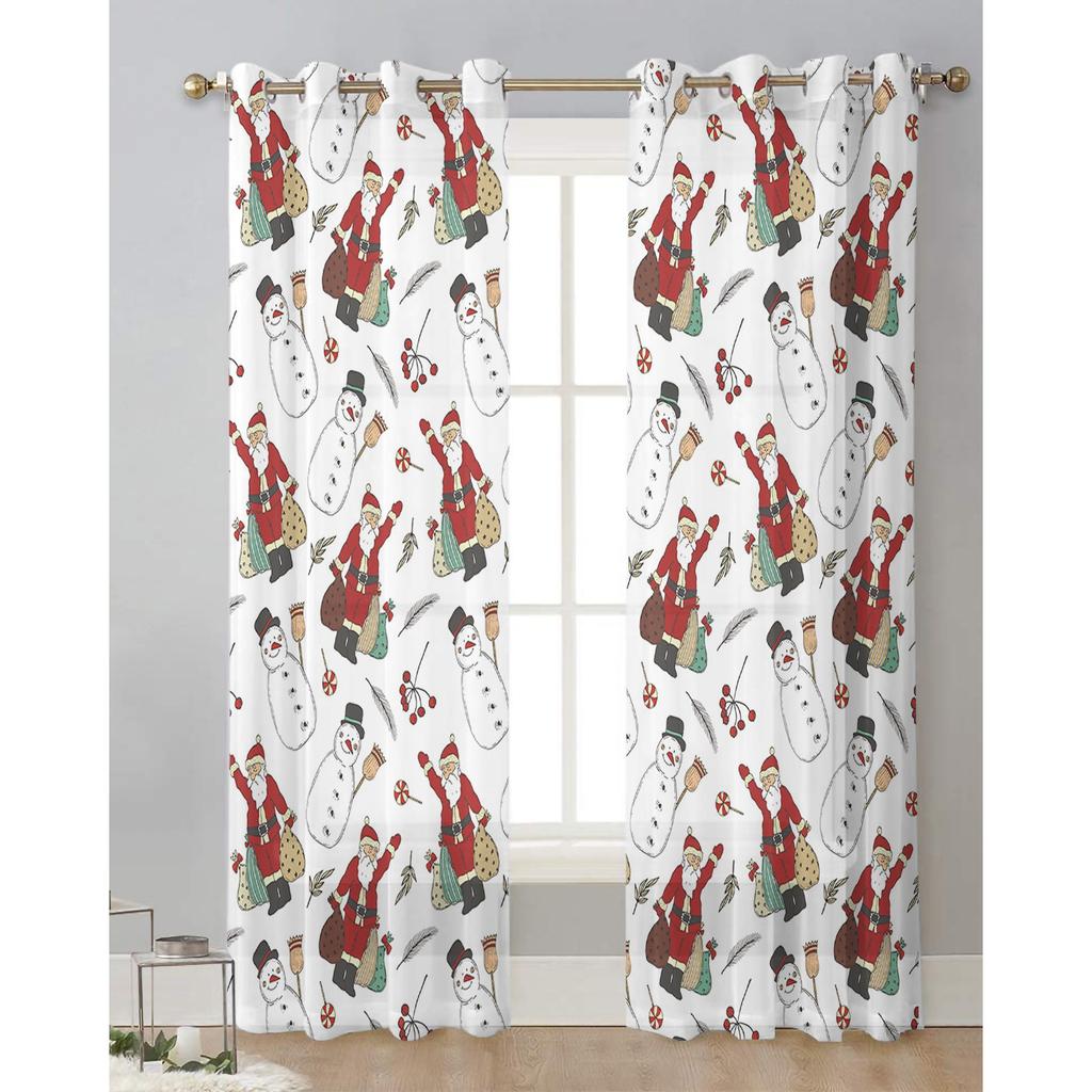 Jultomten Gåva Julgran Sovrum Voilegardin Fönsterbehandling Draperier Tyllgardiner för Vardagsrum Skira Gardiner