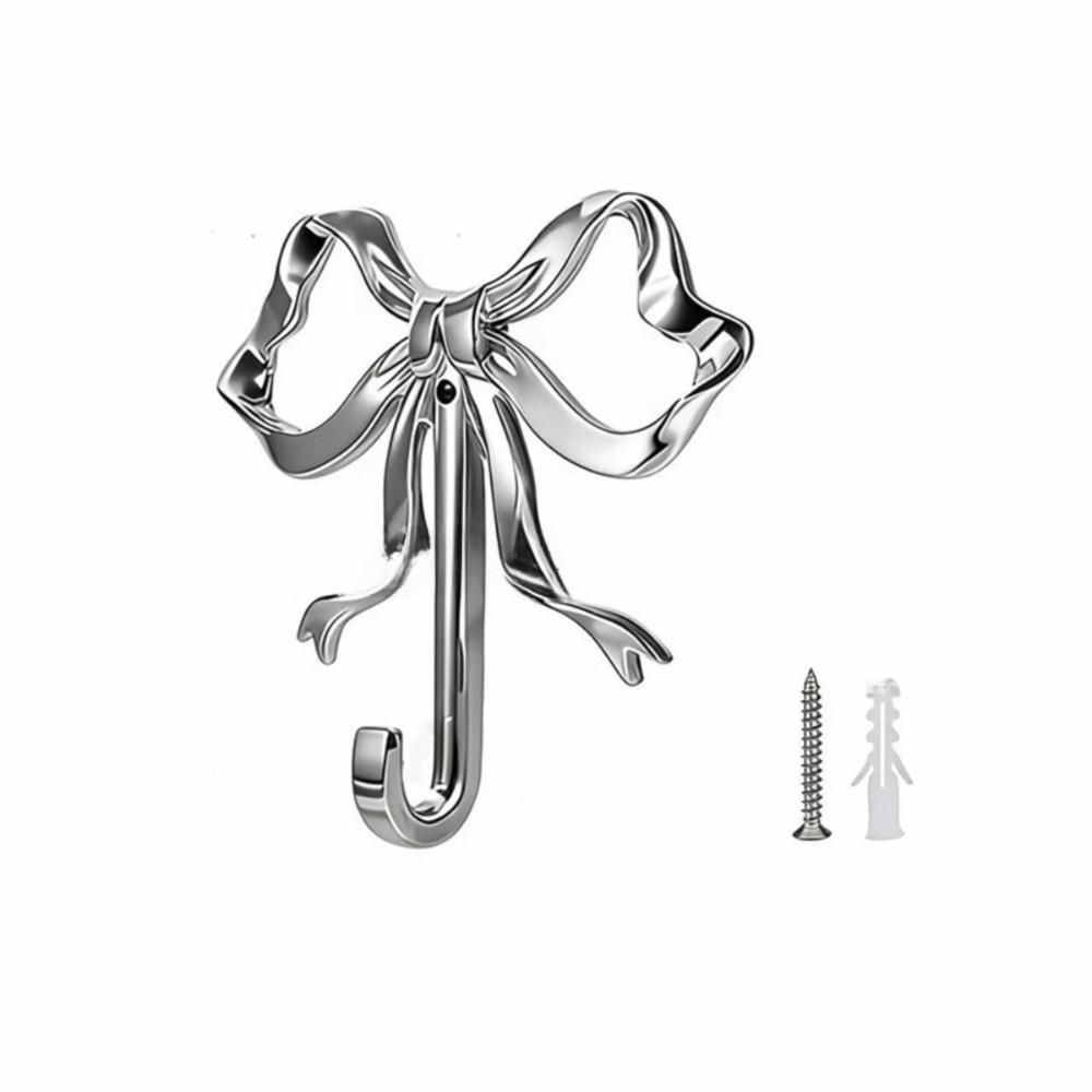 Vintage Nordic Style Bow Knot Wall Hook Single Hook Functional Wall Mounted Hook Alloy Heavy Duty Antique Gold Hook Office