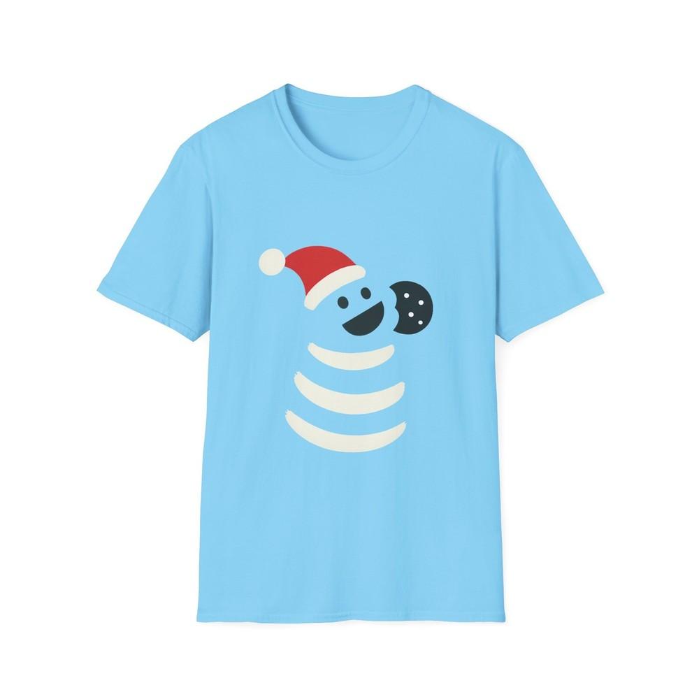 Unisex Softstyle T-Shirt Snowman Cookie Bite  Minimalist Christmas Humor XL