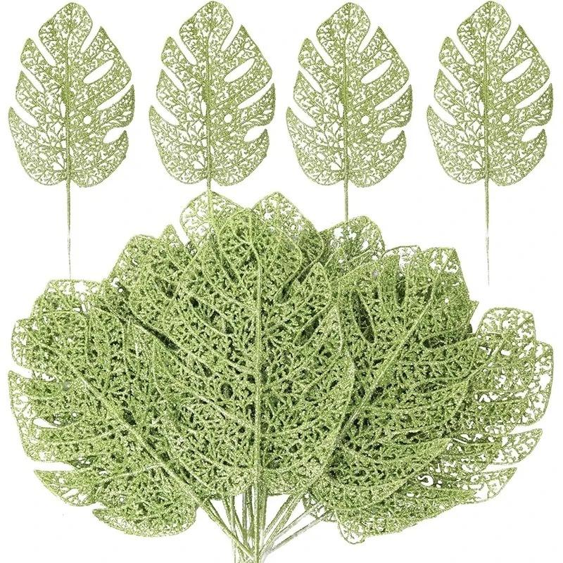 

2Pcs Green Leaf Monster Artificial Tropical Palm Leaf Christmas Tree Decor Wedding Party DIY 2025 New Year Home Decor Navidad 2Pcs