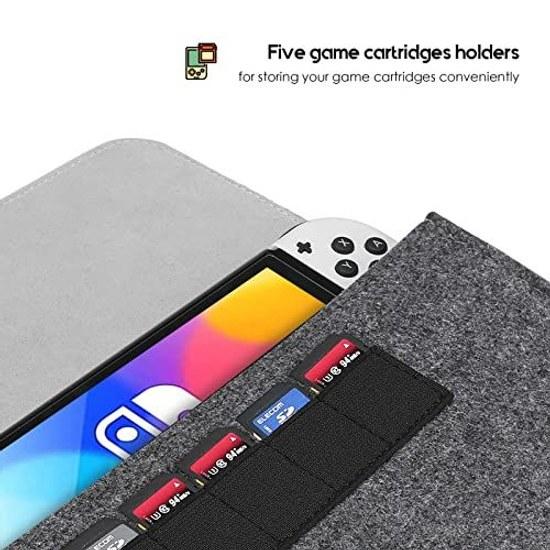 ProCase Switch Felt Case Nintendo Protective Cover Ultra Lightweight 100g Storage Bag Pouch Portable Dustproof Screen Scratch Prevention Breathable -