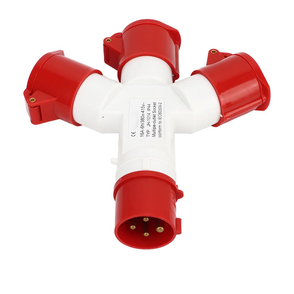 Waterproof Industrial Site Plug IP44 Cross 1 in 3 Out 4 Pin 2P N E Multiple Sockets Industrial Plug