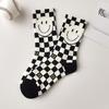 2023 Black & White Smiley Face Mid-Tube Socks - Unisex Autumn/Winter High Waist Sports Wear