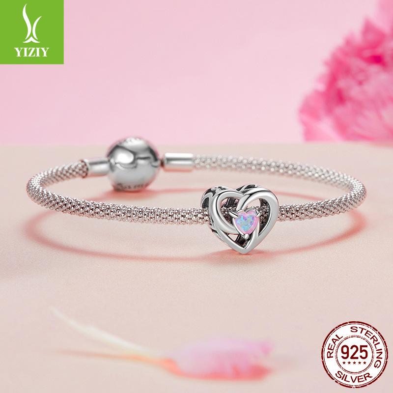 Eternal Heart Beaded S925 Silver Valentine'S Day Beads Fashion Versatile Diy Bracelet Accessories