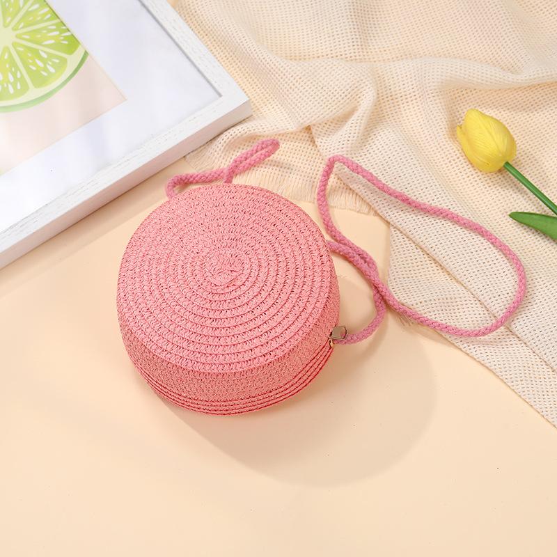 Children's bags Girls messenger bags New summer woven straw bags Seaside vacation girls round shoulder bag