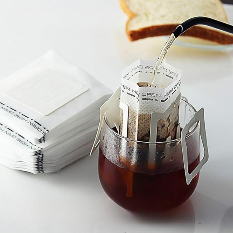 50Pcs Disposable Hanging Thickened Coffee Filter Paper Bag Household Office Travel Portable Hand Drip Coffee Filter Screen