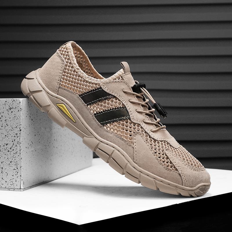 Fashion Men Shoes New Mountaineering Mesh Hollow Breathable Platform Casual Sports Outdoor Anti Slip Running Shoes Large Size 46