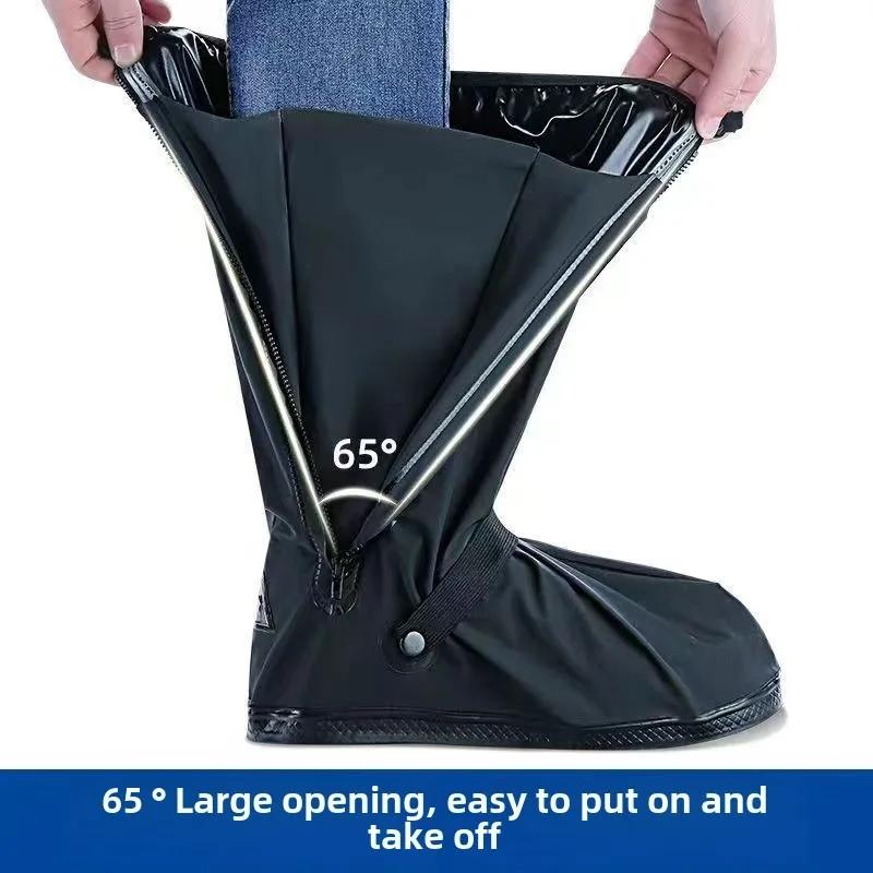 Rain Boot Shoe Cover Black Waterproof with Reflector High Top Non-slipThickened Shoes Dust Covers for Motorcycle Bike Rain Cover