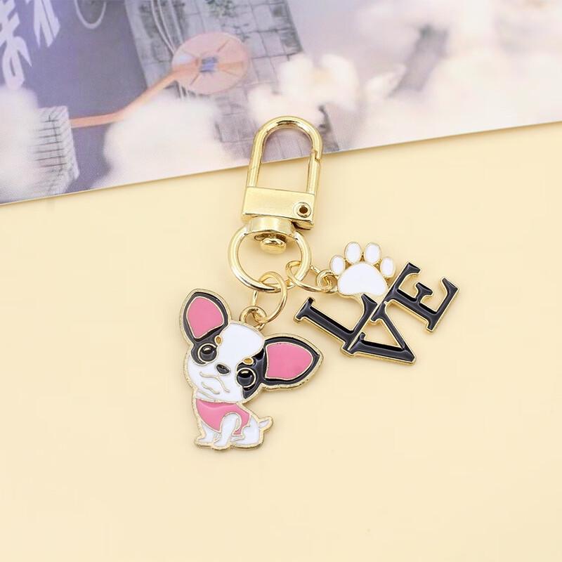 Assorted Cartoon Pet Dog Alloy Keychains (5-Pack)