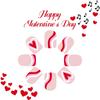 24 Pcs Valentines Day Press On Nail Short Square Festival False Nail Heart Stick on Nail French Tip Acrylic Nail