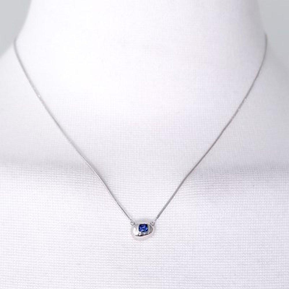 Niebieski Szafir Kwadratowy Kamień Fasetowany Wisiorek Kropelka Wody Naszyjnik Srebro 925