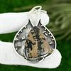 925 Silver Honey Dendrite Opal Stone Wife Handmade Bezel Wedding Pendant Jewelry