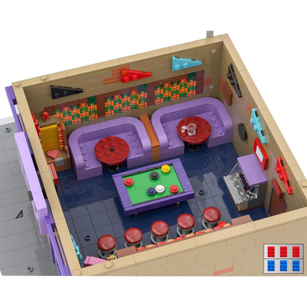 Gobricks MOC Simpsoned Modular Moe's Tavern Bricks Model Springfield’s Venue Modular Moe's Tavern Bar Building Blocks Toys Gift