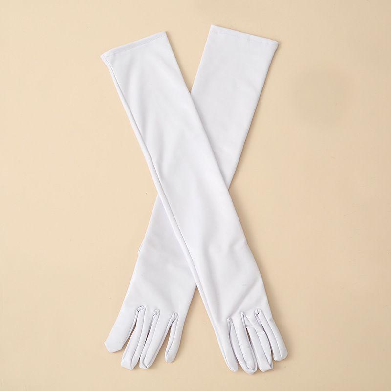 

New Women s Sexy Dress Stretch Sleeve Cover Patent Leather Fashion Evening Opera Costume Party Dress-up Gloves White